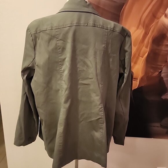 Dress Barn Army Green Jacket Blazer 3x Gold Buttons Stretch - Picture 3 of 9